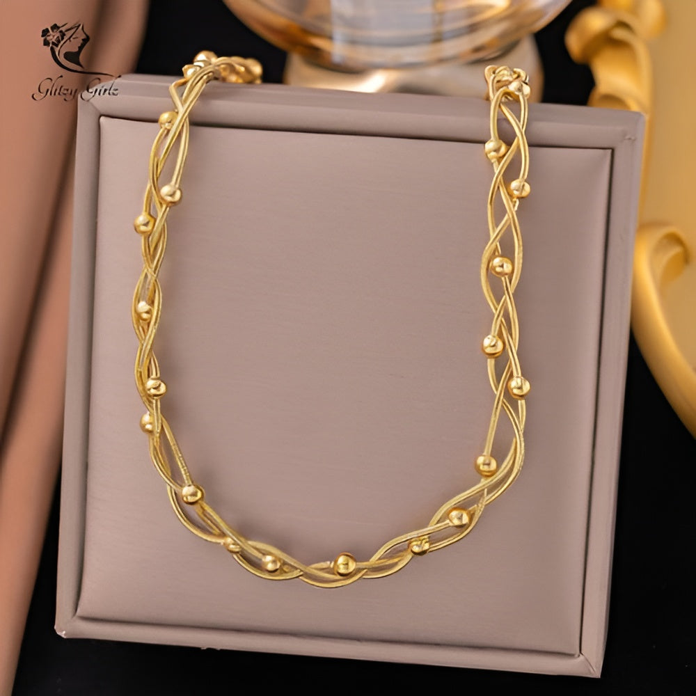 3 Layers Beaded Necklace